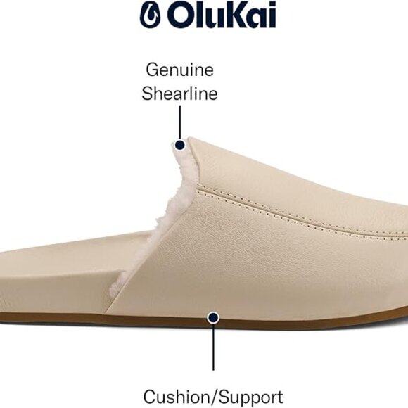 OLUKAI Konea Women’s Shearling Leather Slipper Soft Mule: Bone, US 8 - Picture 2 of 7